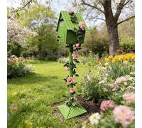 Boîte aux Lettres sur Pied, Grande boîte aux Lettres en Fer forgé avec Serrure, clés et Guirlande Florale Artificielle, pour la décoration du Jardin et de la Cour(G)