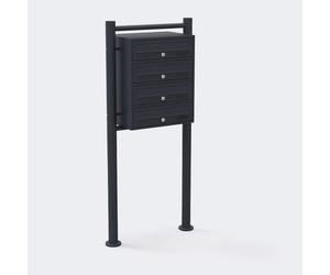BOITE AUX LETTRES SUR PIEDS ANTHRACITE POUR 4 APPARTEMENTS