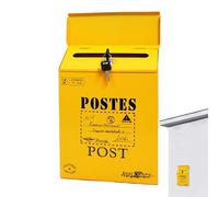 Boîte Aux Lettres Vintage - 30x23x6cm Fer | Booîte Aux Leteres Décorative Rustique | Support Mural Verrouillable Étanche | Boîte Lettres De Ferme Européenne avec Stockage Sécurisé des Clés | Porte-