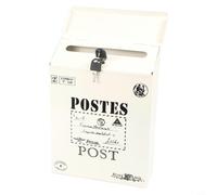 Boîte aux lettres vintage à fixation murale avec construction en fer imperméable, équipée d'un verrou et de clés pour sécuriser les lettres et les journaux à l'extérieur (blanc)