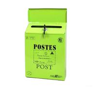 Boîte aux lettres vintage à fixation murale rétro avec construction étanche et verrouillable, grande et petite pour lettres, journaux, paquets, fixation en fer (vert)