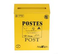 Boîte aux lettres vintage en métal pour support mural avec design européen rustique, fonctionnelle et décorative pour décoration d'intérieur et accessoires de photographie, en fer (jaune)
