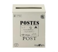 Boîte aux lettres vintage en métal, résistante aux intempéries, spacieuse mais compacte, polyvalente, décorative, résistante aux intempéries, pour décoration de la maison (blanc)