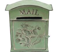 Boîte aux lettres vintage, montage mural, style rustique, verrou verrouillable, vert