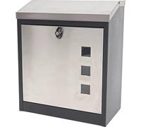 Boîte aux lettres XXL HWC-H26, verrouillable, revêtement en poudre 52x44x25cm ~ noir acier inoxydable