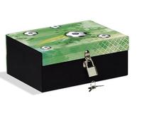 Boîte avec cadenas 18,5 x 14 x 7,5 cm idéale pour garder les secrets, les bijoux et les figurines, le football vert