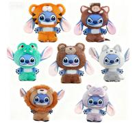Boîte aveugle Disney Stitch série animaux sauvages, décor en peluche en vinyle, cadeau de vacances de noël Kawaii Random 4pcs