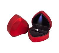 Boite Bague Coffret à alliances en forme de cœur, présentoir bijoux, coffret for anniversaire mariage, fiançailles(Red)