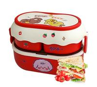 Boîte Bento Red Box mignon Bento Box Kawaii Bento Boîte à lunch réutilisable Boîte à lunch extérieure Préparent Préparez pour enfants pour enfants, contenants de rangement de nourriture, boîte à lu