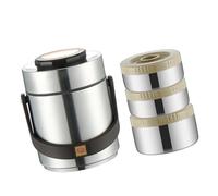 Boîte Bentos à 3 compartiments en acier inoxydable - Bocal alimentaire isotherme anti-fuite - Récipient isotherme pour l'extérieur, le bureau, les voyages, les pique-niques, le stockage thermique des