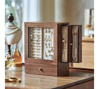Boîte Bijoux Femme Boîte À Bijoux Multicouche En Bois Massif Noyer, Boîte De Rangement De Bijoux, Niveau Boucles D'oreilles Délicates Collier À Clous(24 * 14 * 32cm) Grande Boite A Bijoux Femme