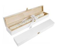 Creative Deco Boîte Blanche en Bois pour Bougies de Baptême et de Communion 47 x 7 x 5,5 cm | Boîte en Pin Naturel | Cadeau de Baptême pour Filles et Garçons | Boîte à Souvenirs et de Rangement