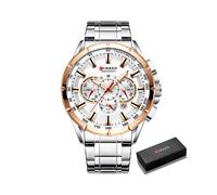 (Boîte blanche en or S) Montres Curren pour hommes, marque de luxe, chronographe, montre à quartz, étanche,
