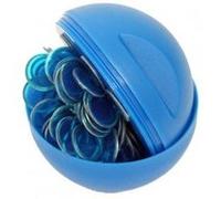 Boite boule magnetique et 100 pions de loto bleu - nouveau design - rangement et ramasse jetons - kit jeu bingo 2 en 1 et carte