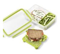 Emsa Boîte à repas et en-cas Clip & Go – 2 inserts, 1,2 l – Transparent/Vert – 518099