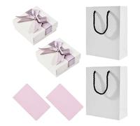 Boîte cadeau 2 pièces avec 2 sacs en papier blancs, pour boucles d'oreilles, boîte cadeau pour bijoux, boîte cadeau avec ruban