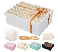 Boite Cadeau 25 x 18 x 8.5 CM, Coffret Cadeau Mariage Pliable avec Couvercles et ruban, Boîte Cadeau Vide pour Saint Valentin, Anniversaire, Noël, Anniversaire, Fête des pères (Blanc)
