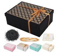 Boite Cadeau 25 x 18 x 8.5 CM, Coffret Cadeau Mariage Pliable avec Couvercles et ruban, Boîte Cadeau Vide pour Saint Valentin, Anniversaire, Noël, Anniversaire, Fête des pères (Noir)