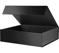 Boîte Cadeau 34,3 X 25,4 X 8,9 Cm,Grande Boîte Cadeau Avec Couvercle,Noir Boîte Cadeau Vide,Boîte Cadeau Pliable Avec Fermeture Magnétique Pour Anniversaire,Mariage