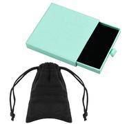 Boîte cadeau à bijoux vert clair avec sac en flanelle, 9 x 9 x 1,8 cm, petite boîte à bijoux, pour colliers, bracelets, boucles d'oreilles, organisateur de force, portable, carrée, avec couvercle,