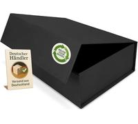 Boîte Cadeau avec Couvercle - 23x17x10 cm - Coffret Carton avec Fermeture Magnétique - Idéal pour Anniversaire, Mariage, Noël, Naissance - Emballage en noir naturel pour Présent - Pack de 1