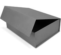 Boîte Cadeau avec Couvercle - 23x17x10 cm - Coffret Carton avec Fermeture Magnétique - Idéal pour Anniversaire, Mariage, Noël, Naissance - Emballage en gris pour Présent - Pack de 1