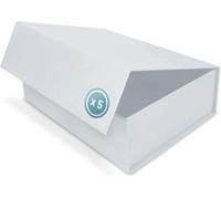 Boîte Cadeau avec Couvercle - 31x22x10 cm - Coffret Carton avec Fermeture Magnétique - Idéal pour Anniversaire, Mariage, Noël, Naissance - Emballage en blanc pour Présent - Pack de 5