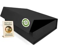 Boîte Cadeau avec Couvercle -31x22x7 cm - Coffret Carton avec Fermeture Magnétique - Idéal pour Anniversaire, Mariage, Noël, Naissance - Emballage en noir naturel pour Présent - Pack de 1