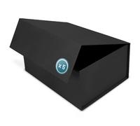 Boîte Cadeau avec Couvercle - 45x35x20cm - Coffret Carton avec Fermeture Magnétique - Idéal pour Anniversaire, Mariage, Noël, Naissance - Emballage en Noir pour Présent - Pack de 5