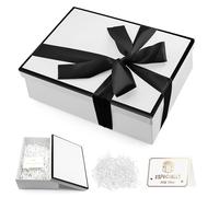 Boîte Cadeau Blanc 25 x 18 x 8.5 cm Boîte Cadeau Vide avec Couvercles et Ruban Raphia Carte, Boite Cadeau Anniversaire Pour Anniversaire Noël Thanksgiving