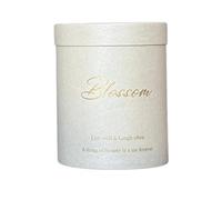 Boîte cadeau blanche avec support de fleurs imprimé anglais - Boîtes cadeaux gigognes rondes pour décorations de fête - Vase floral élégant - Seau de présentation de fleurs
