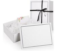 Boîte Cadeau,Boîte Cadeau avec Couvercle et Ruban Raphia 25 x 18 x 8,5 cm Coffret Cadeaux Pliable pour Anniversaire Mariage