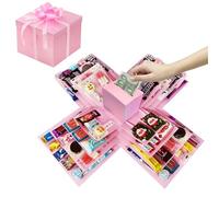 Boîte cadeau créative à 5 couches - 19,5 x 19,5 cm - Boîte à explosion DIY pour photos et petits cadeaux - Créative pour la Saint-Valentin, un anniversaire, un anniversaire de mariage (rose)