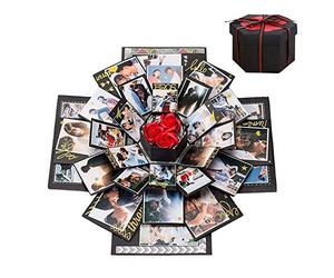 Boite Cadeau Creative, Boîte Surprise Explosion DIY Mémoire Box Album Photo Scrapbooking Gift Box, Anniversaire Mariage Saint Valentin Noël (6 Visage)
