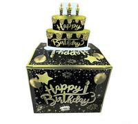 Boîte cadeau créative pour fête d'anniversaire avec carte d'anniversaire et 30 sacs pour une présentation amusante et passionnante (noir doré)