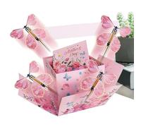 Boîte cadeau d'anniversaire, emballage papillon volant, récipient festif avec couche robuste, utilitaire de vacances avec texture raffinée, 15 x 15 x 12 cm, porte-bonbons floraux pour demande en