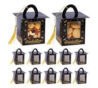 Boîte cadeau de 12 pièces avec pompon pour remise de diplôme - Boîte pour chocolats avec fenêtre de visualisation - Pour étudiants et étudiants diplômés