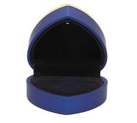 Boîte-cadeau de bijoux à LED, boîtes à bagues lumineuses en forme de cœur pour cadeau de bijoux avec vitrine de stockage de bijoux de flocage intérieur pour la proposition de mariage(Bleu marin)