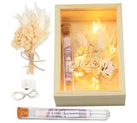 Boîte cadeau de mariage en bois avec tubes d'argent • Cadeau Mr & Mrs pour cadeaux d'argent de mariage • Prêt à l'emploi avec des fleurs séchées pour les mariés, les soirées de noces ou la décoration