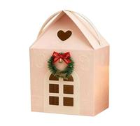 Boîte cadeau de Noël 3D en papier avec poignée, motif maison des merveilles de Noël, décoration pour bonbons, friandises, chocolat, hiver, 18 x 18 x 33 cm