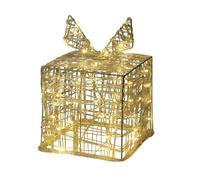 Boîte Cadeau de Noël décorative avec 30 Micro LED Blanches Chaudes 15 x 15 x 15 cm
