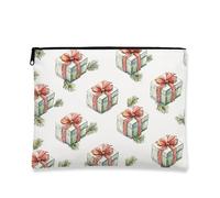 Boîte cadeau de Noël, trousse de maquillage vintage aquarelle pour femme, organiseur de voyage portable à fermeture éclair, trousse de toilette de vacances, blanc, 7x9 Inch, Coffret cadeau