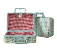 Boîte cadeau de voyage de grande capacité, organisateur de produits de toilette, trousse de maquillage portable tissée Ratton pour femme, boîte cadeau pour maman, bleu, 30X21X13CM, Beauté de masse