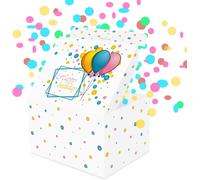 Boîte Cadeau Diy, Coffret Cadeau Explosion Confettis - Happy Birthday (Blanche)18,5 X 14 X 11 Cm, Boîte Pop Up Surprise