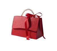 Boîte cadeau en carton avec poignée de levage de couleur unie pour fête de mariage, cadeau de sucre, sac à chocolat, accessoires de conteneur rouge, taille M