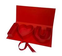 Boîte cadeau en forme de cœur avec inscription « I Love You » - Boîte aux lettres rouge à remplir - Motif fleurs et chocolat - Pour la Saint-Valentin, un anniversaire de mariage, un mariage