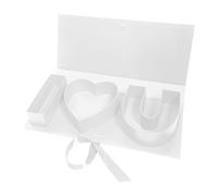 Boîte cadeau en forme de cœur avec ruban de fermeture - Lettres en carton à remplir pour la Saint-Valentin, la fête des mères (D, sans fleurs)