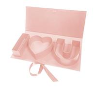 Boîte cadeau en forme de cœur avec ruban de fermeture - Lettres en carton à remplir pour la Saint-Valentin, la fête des mères (C-sans fleurs)