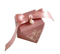 Boîte-cadeau en papier en forme de diamant, boîtes à bonbons, boîte d'emballage de chocolat, cadeaux de mariage for invités, fête d'anniversaire Pour Mariages, Communions(Pink 1,20 PCS_5.3X6X6CM)