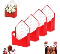 Boîte-Cadeau Enveloppe Saint-Valentin, Coffret Romantique En Forme d'Enveloppe, Boîte à Bouquet Fleuriste pour Décoration de Mariage, Anniversaire, Fête & Demande en Mariage(Red-2,4pcs)